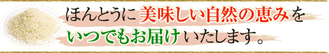 ほんとうに美味しい自然の恵みをいつでもお届けいたします。